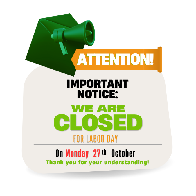 We are closed for Labor Day on Monday 27th of October